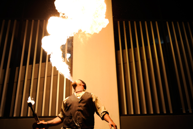 A fire-eating performer with Amanda Jane's Street SpectacularPhoto by Tyler Evert, West Virginia Division of Culture and History
